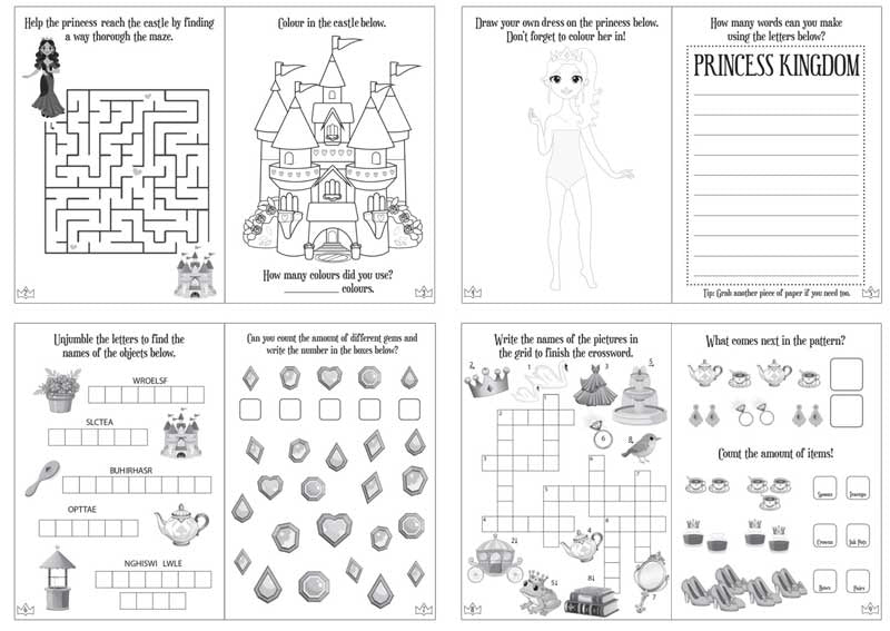 6 Fun Princess Puzzle Books 16 pages 10x14cm