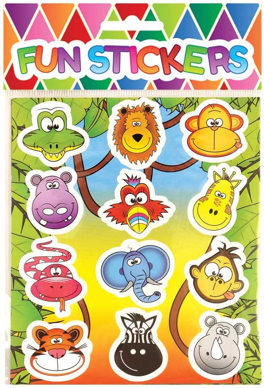 6 sheets Fun Stickers Jungle Animals
