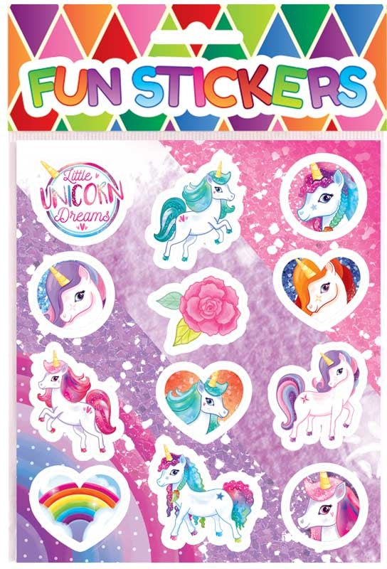 6 pcs Fun Stickers Unicorns 12 Stickers per Sheet