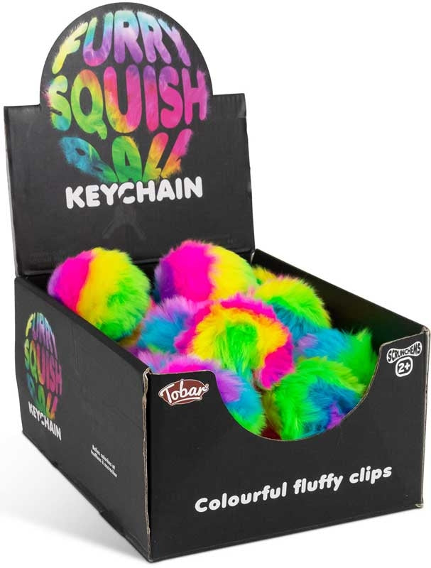Scrunchems Furry Squish Ball Keychain ASMR Squeeze Toy