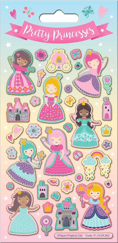 4 Sheets Sparkle Pretty Princess Stickers